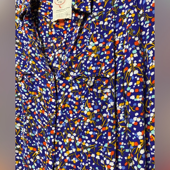 Anthropologie 9 of 52 Conversations Pop Potpourri Colloquial Buttondown Sz 2 - Picture 2 of 5